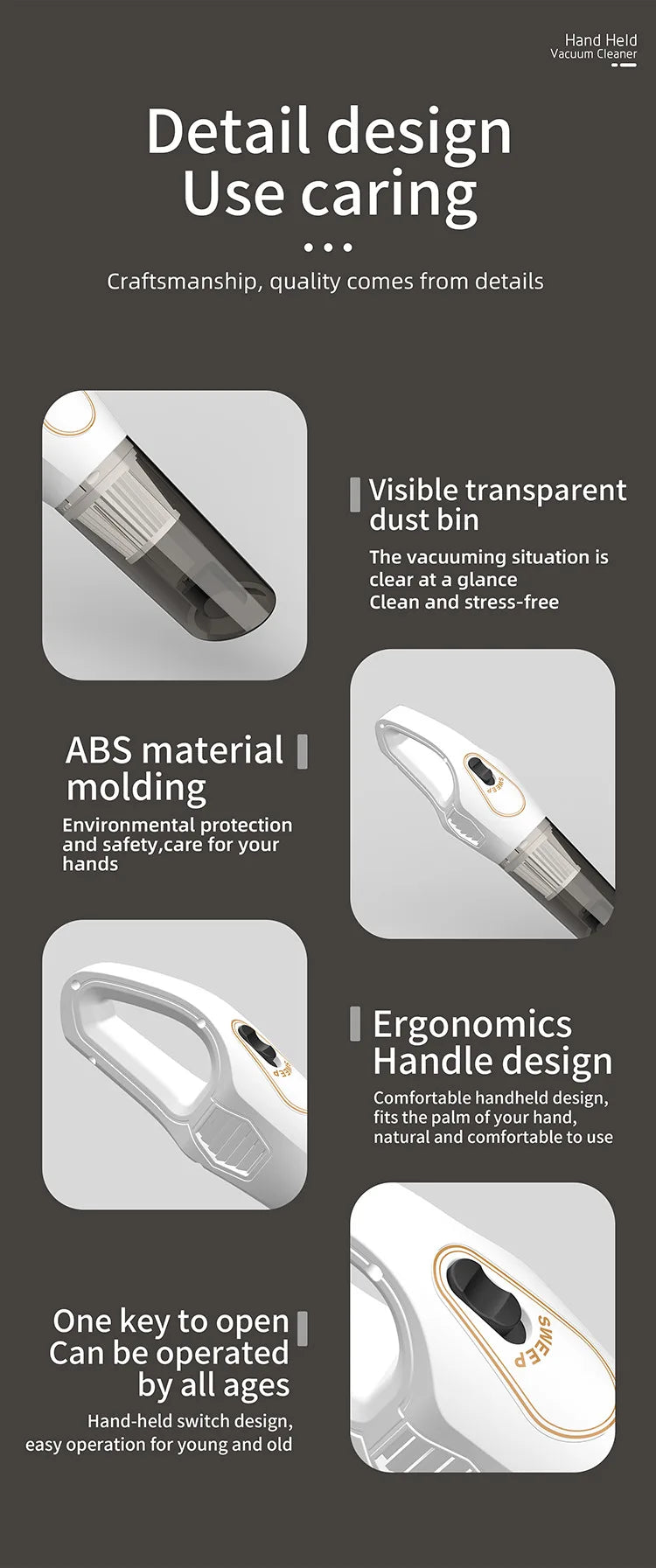 Handheld Rechargeable Wireless Mini Vacuum Cleaner